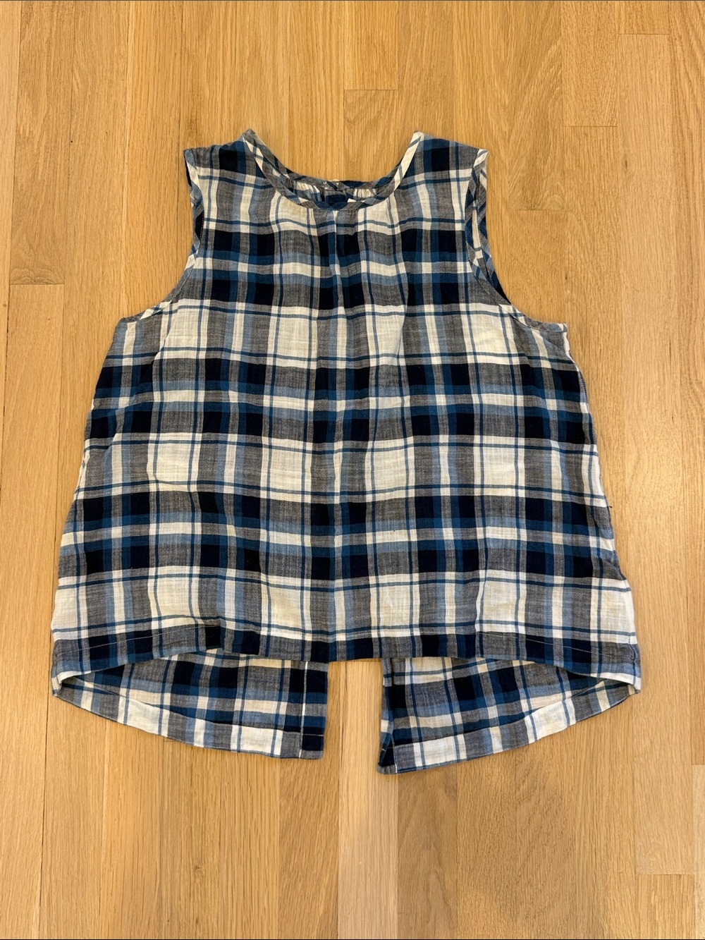 Madewell “RIVET and THREAD cotton Blue Plaid Sleeveless Top